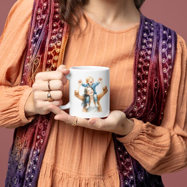 Mor och son-gåva till Mamma-kaffe Mugg (Skapare uppladdad)