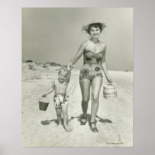 Mor och Son Walking Poster