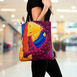 Mor och sons Acrylic Painting Family Art Tote Tygkasse