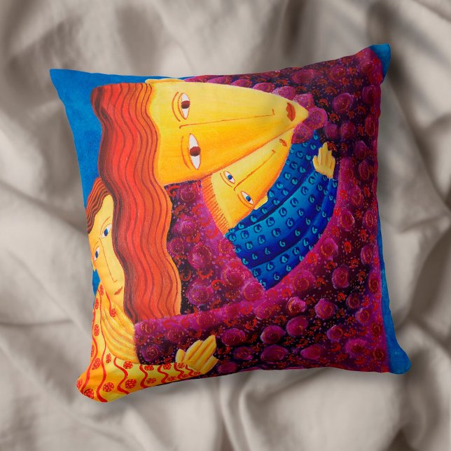 Mor och Sons Contemporary Art Akrylmålning Kudde (Skapare uppladdad)