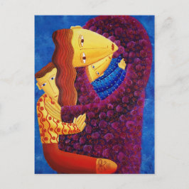 Mor och sons målning vykort