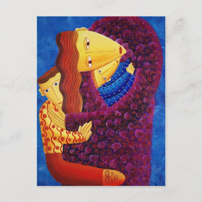 Mor och sons målning vykort (Framsida)