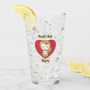 Mor och söt kawaii tecknad mors dag glaskopp