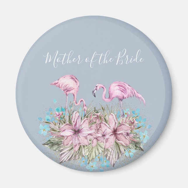 MOR-OF-BRIDE Blushing Flamingo Tropical Bröllop Magnet (Framsidan)