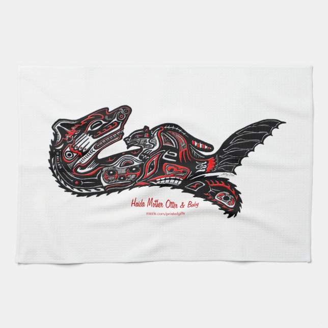 Mor Otter & Baby Haida Art Kitchen Tea-Towel Kökshandduk (Horisontell)