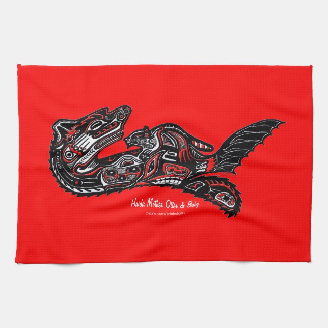 Mor Otter & Baby Haida Art Kitchen Tea-Towel Kökshandduk (Horisontell)