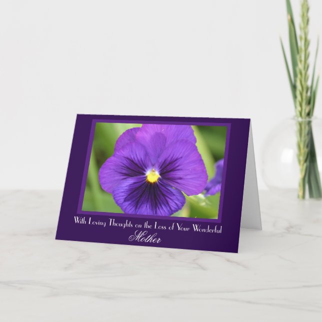 Mor Passing Lila Pansy Sympathy Card Kort (Framsida)