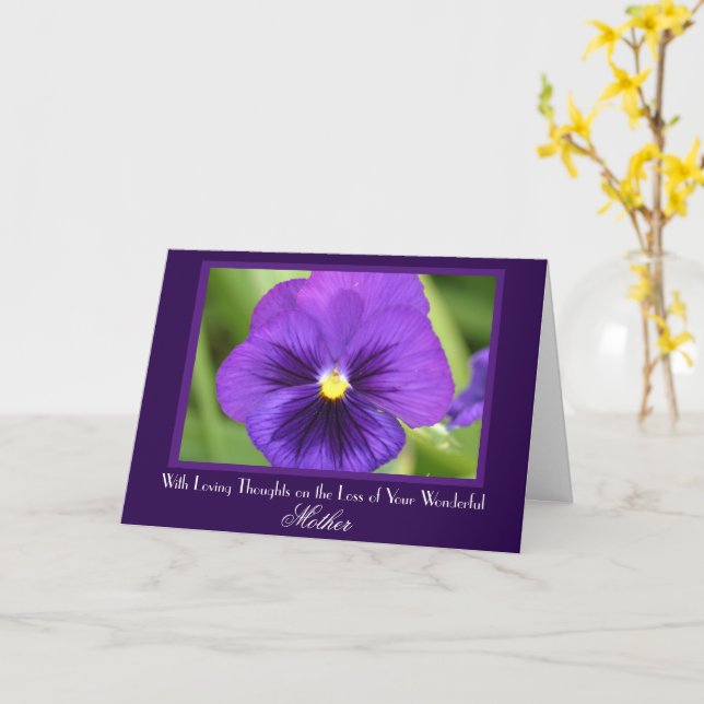 Mor Passing Lila Pansy Sympathy Card Kort (Gul blomma)