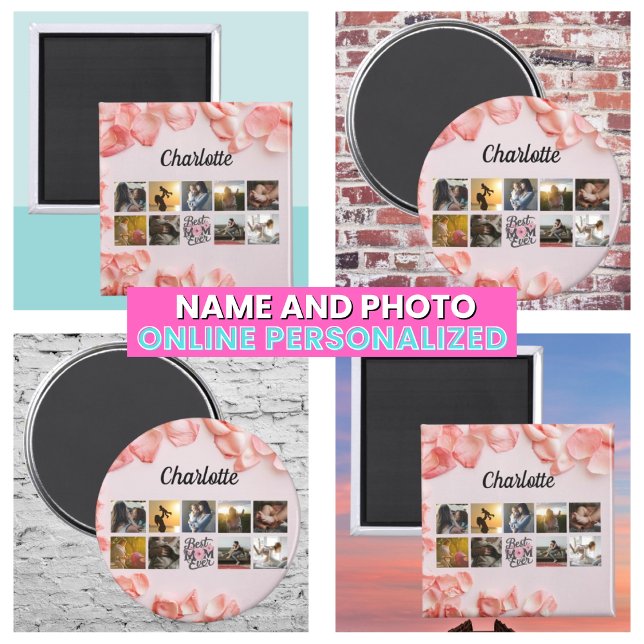 Mor Photo Collage Script Best Mamma någonsin Magnet (Mother's Photo Collage Script Best Mom Ever Magnet
)