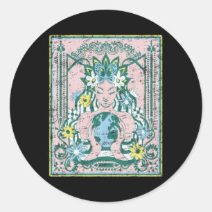 Mor planetens jorddag Vintage Art nouveau Runt Klistermärke