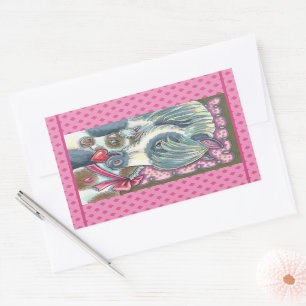 MOR PONY & HER CUTE VALENTINE FILLY, HORSE REKTANGULÄRT KLISTERMÄRKE