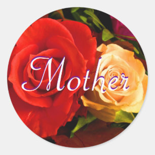 Mor Red Gul ros Sticker Runt Klistermärke