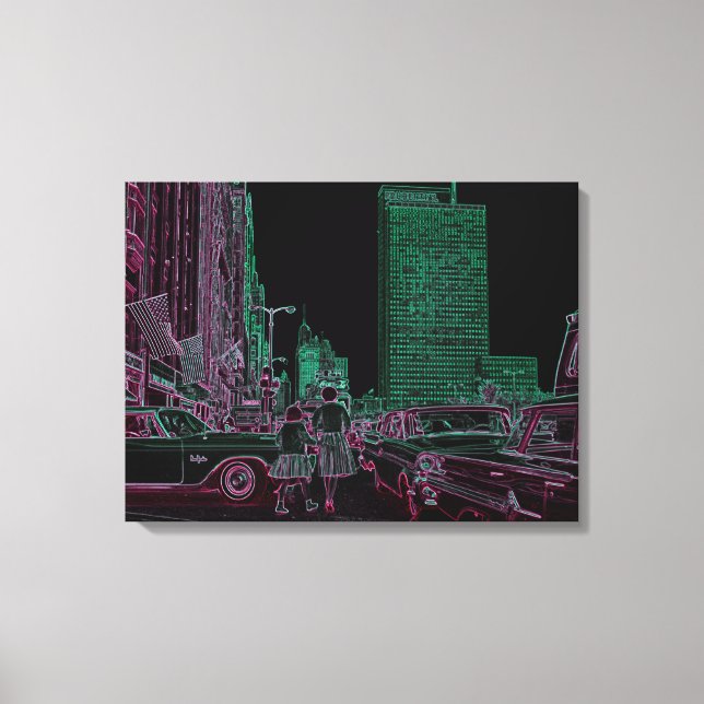 Mor Shopping Michigan Ave Chicago 1961 Canvastryck (Framsida)