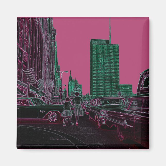 Mor Shopping Michigan Ave Chicago 1961 Magnet (Framsidan)