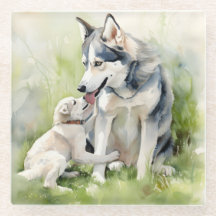 Mor Siberian husky Mamma Paint-bakgrund för Hund