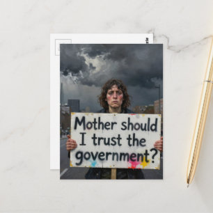 Mor ska jag lita på regeringen? protestdam vykort