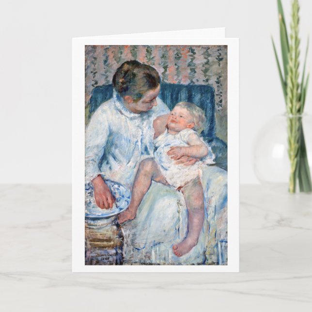 Mor ska Tvätta hennes Sömnig barn, Cassatt Kort (Framsida)