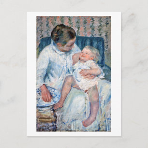 Mor ska Tvätta hennes Sömnig barn, Cassatt Vykort