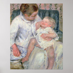Mor ska Tvätta Sömnig Child, 1880 (olja) Poster