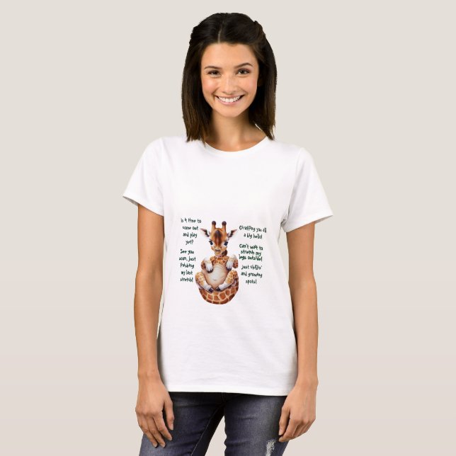 Mor skall vara Giraffe Fetus Messages Funny Grönt T Shirt (Hel framsida)