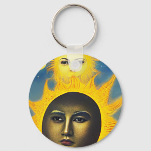 Mor, Sol, måne, originalfantasinkonst Nyckelring