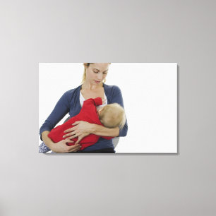 Mor som breastfeeding henne baby. canvastryck