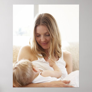 Mor som breastfeeding henne barn poster