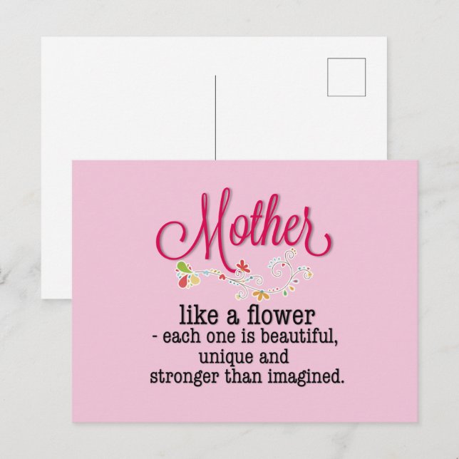 Mor som en blomma var vacker vykort (Fram/baksida)