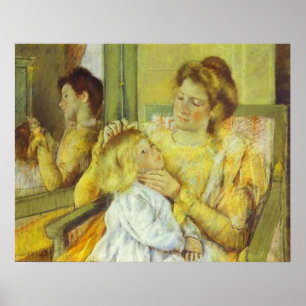 Mor som härskar hennes barns hår. 1901, Mary Cassa Poster