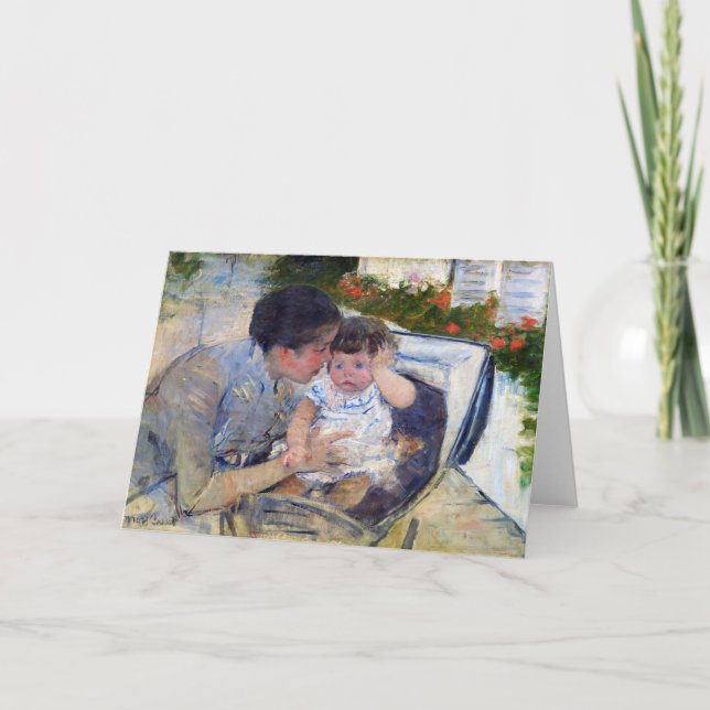 Mor som kämpar för Baby, Mary Cassatt Kort (Framsida)