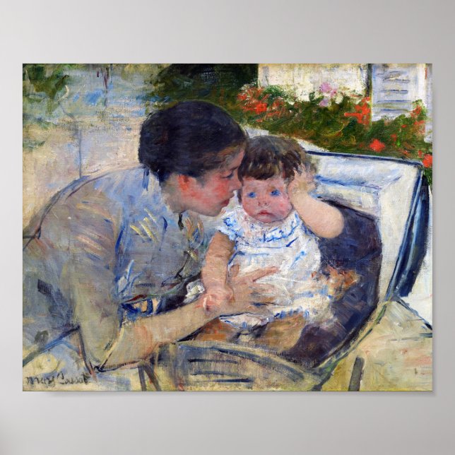 Mor som kämpar för Baby, Mary Cassatt Poster (Framsidan)