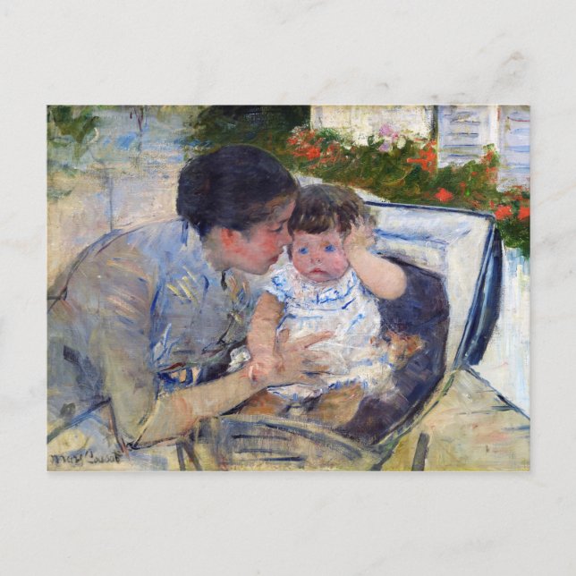 Mor som kämpar för Baby, Mary Cassatt Vykort (Framsida)