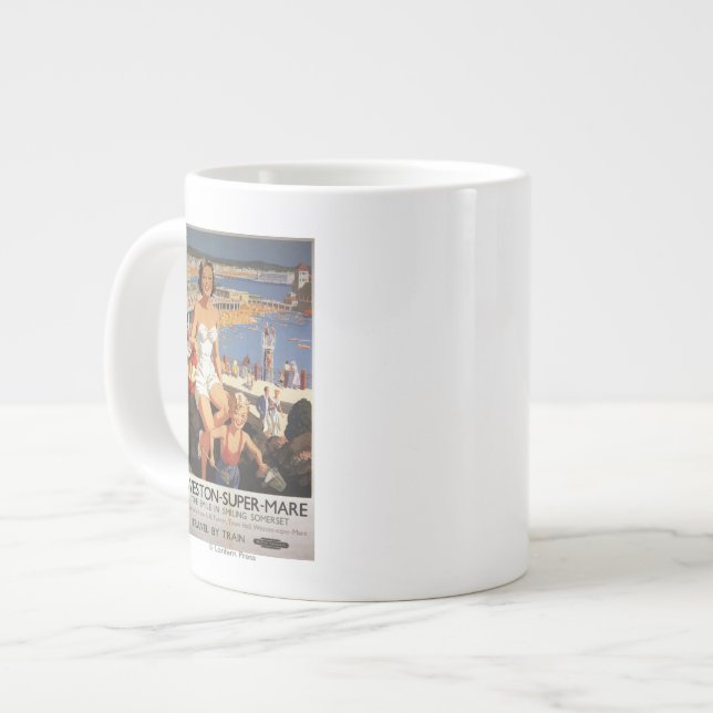 Mor & Son på Beach-järnvägen Poster Jumbo Mugg (Framsida vänster)