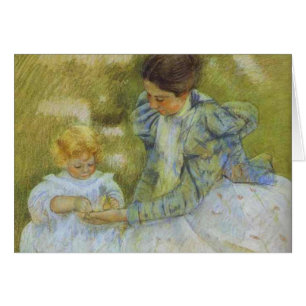 Mor spelar med sitt barn. c.1897, Mary Cassat Hälsningskort