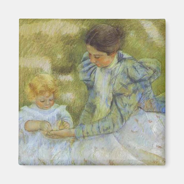 Mor spelar med sitt barn. c.1897, Mary Cassat Magnet (Framsidan)