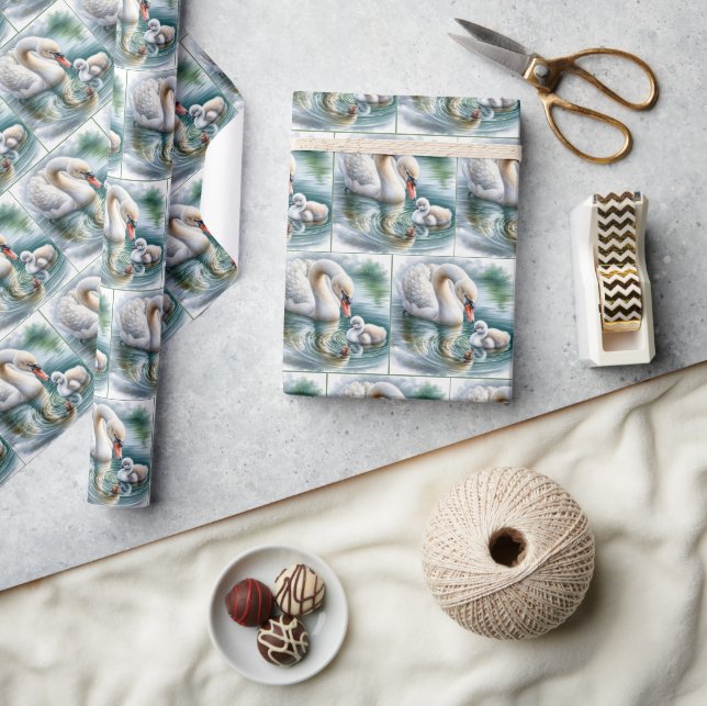 Mor Svan med kygnet Presentpapper (Hantverk)