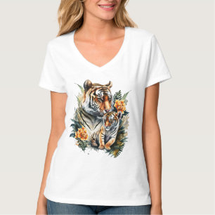 Mor Tiger med Unge. Mina barn är en röd linje T Shirt