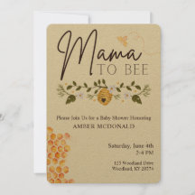 Mor till bi - Bee Thame Baby Shower-inbjudan