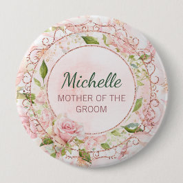 Mor till brudgum Rose Gold Rosa Blommig Knapp