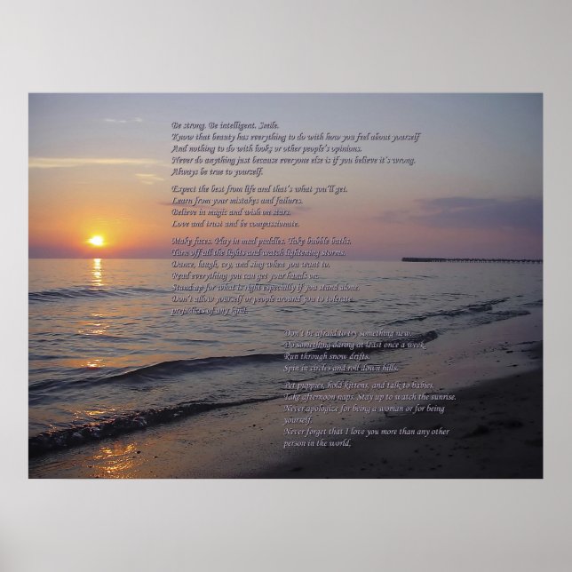 Mor till dotterråd om solnedgång poster (Framsidan)