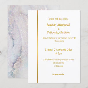 MOR TILL PEARL LILAC MARBLE GULD BRÖLLOP INVITAT INBJUDNINGAR