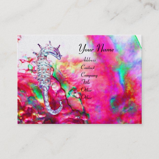 MOR till PEARL & SEAHORSE MONOGRAM rosa fuchsia Visitkort (Framsida)