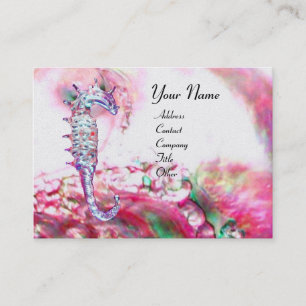 MOR till PEARL & SEAHORSE MONOGRAM rosa fuchsia Visitkort