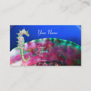 MOR till PEARL & SEAHORSE MONOGRAM rosa fuchsia Visitkort
