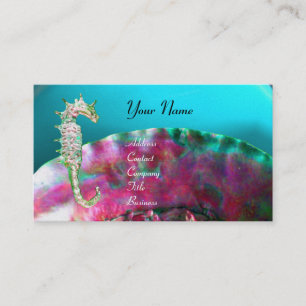 MOR till PEARL & SEAHORSE MONOGRAM rosa fuchsia Visitkort
