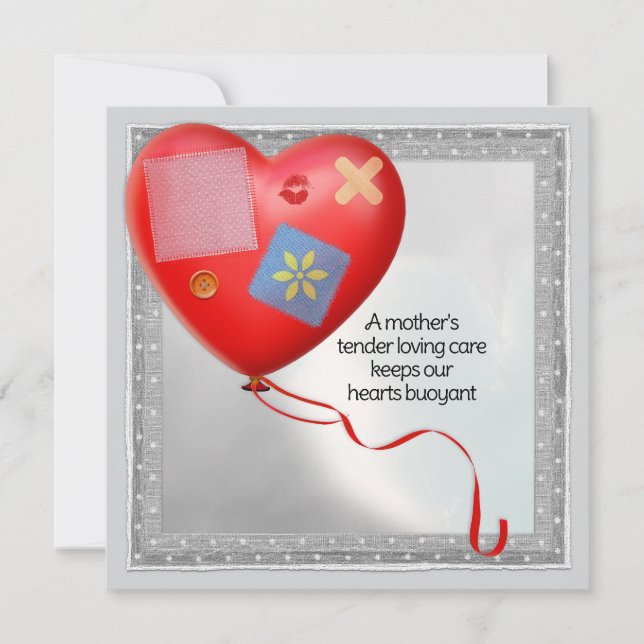 Mor TLC Heart Balloon Card Kort (Framsida)