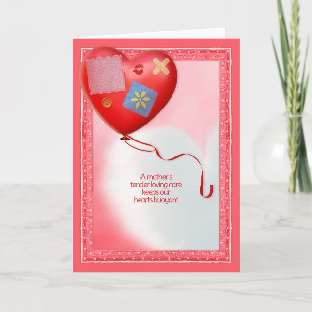 Mor TLC Heart Balloon Tack Kort (Framsida)