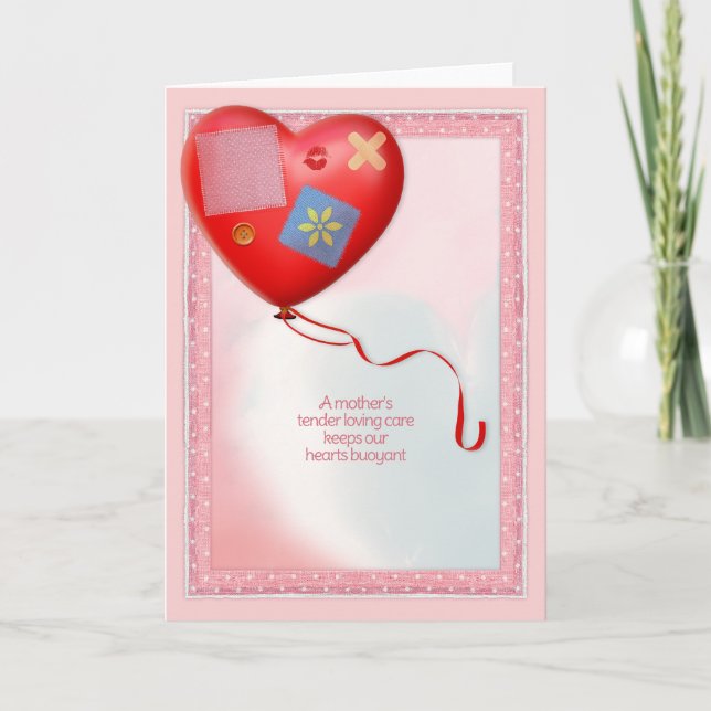 Mor TLC Heart Balloon Tack Kort (Framsida)