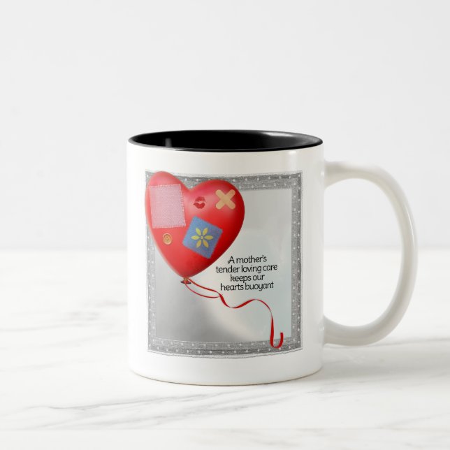 Mor TLC Heart Balloon Två-Tonad Mugg (Höger)