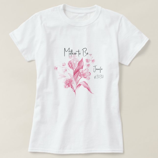 Mor-to-be-Rosa Bouquet Girl Baby Shower T Shirt (Design framsida)
